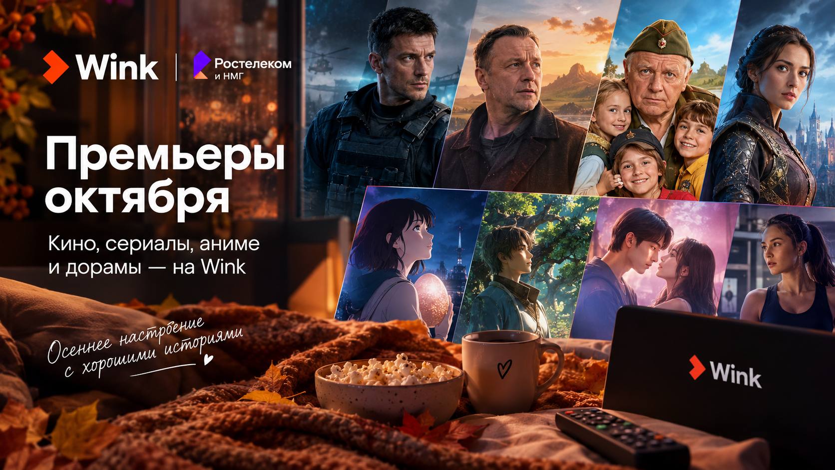 Осень в самом разгаре, а у нас — кинопремьеры! Встречайте октябрьскую подборку от Wink